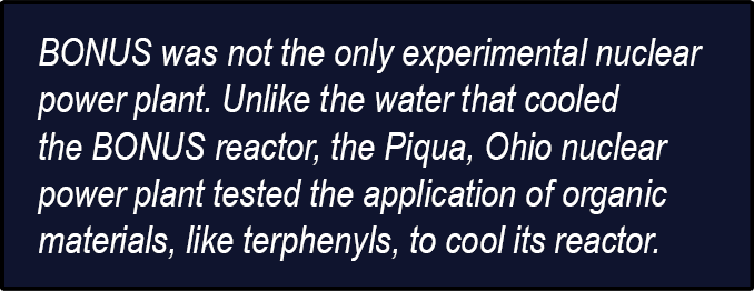 BONUS was not the only experimental nuclear power plant. Unlike the water that cooled the BONUS reactor, the Piqua, O...