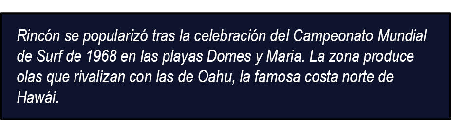 Rinc n se populariz tras la celebraci n del Campeonato Mundial de Surf de 1968 en las playas Domes y Maria. La zona ...