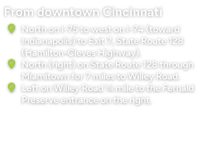 From downtown Cincinnati � North on I 75 to west on I 74 (toward Indianapolis) to Exit 7, State Route 128 (Hamilton C...