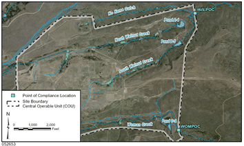 A map of a rural area with a river and a dirt road. AI generated content