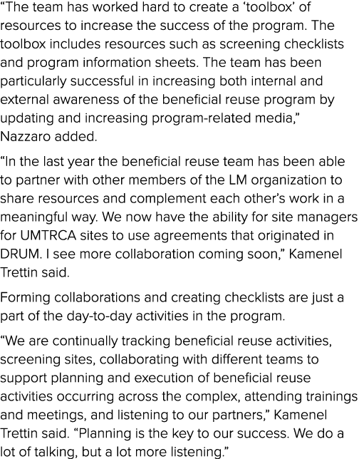 “The team has worked hard to create a ‘toolbox’ of resources to increase the success of the program. The toolbox incl...