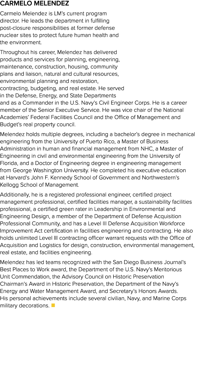 Carmelo Melendez Carmelo Melendez is LM’s current program director. He leads the department in fulfilling post closur...