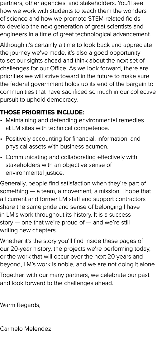 partners, other agencies, and stakeholders. You’ll see how we work with students to teach them the wonders of science...